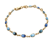 Bracelet cristal De Swarovski couleur Bleu Plaqué Or 18 Carats Bijoux Femme