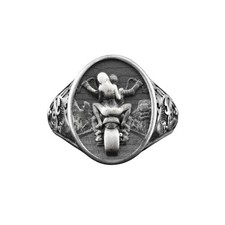 Bague chevalière moto argent