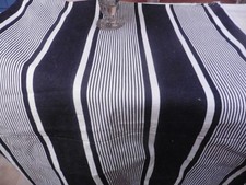 ANCIENNE HOUSSE TOILE A MATELAS COTON BLEU MARINE X BLANC130X190CM 1 REPRISE