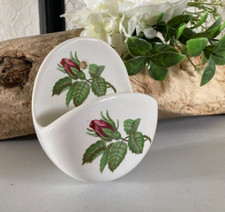 225⚜️ Ancien Porte Savon Mural en Céramique France Fleur Rose Hauteur 10 Cm