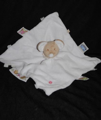 Doudou souris plat blanc - souris,