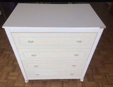 Commode 4 Tiroirs 4 Roulettes Blanche