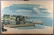 Gouache XXème Paysage Marin