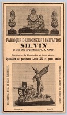 1916 Sylvin Fabrique de Bronze Horloges Garnitures Genre Ancien Pub Paris 2è Ad