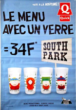QUICK - Affiche Pub rare  "South Park" Verres 2000  Format Abribus 120x176cm