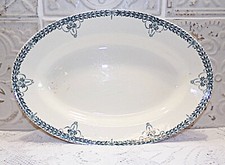 FRANCE Vintage - Plat Ovale ancien en porcelaine Marceau Longwy