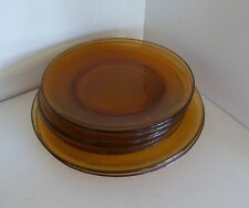 LOT DE 8 ASSIETTES VINTAGE VERECO EN VERRE COULEUR AMBRE/MIEL