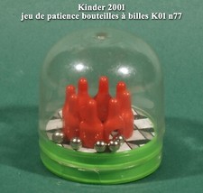 Kinder 2001, jeu de patience bouteilles à billes K01 n77