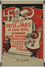 Pour la prise de Paris - Paix et Liberté Circa 1950 Affiche Originale Politique