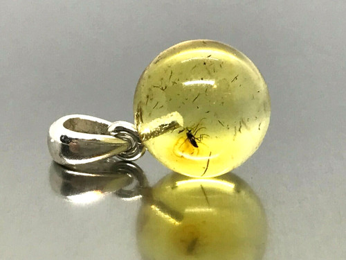 Pendentif ambre insecte - pendentif,