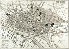 ROUEN - ANCIEN PLAN de la VILLE au début du 19e siècle - Gravure du 19e siècle