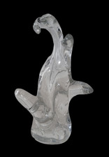 Pied de lampe Robert Schneider c1950 cristal avec bulles, formant vagues signé