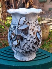 ANCIEN PHOTOPHORE TERRE CUITE VERNISSÉE FLAMMÉE VALLAURIS 19,5 CM