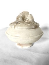 Boite a bijoux Pilulier Bonbonnière En albatre onyx couvercle Decor fleur relief