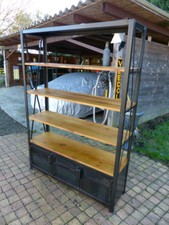 Bibliothèque industriel portes grillagées Brocantetendance