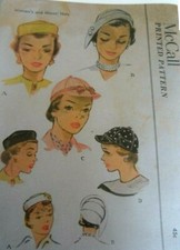 1604 PATRON McCALL's VINTAGE ANNEE 1951 4 CREATIONS CHAPEAU ELEGANT ET CHIC 