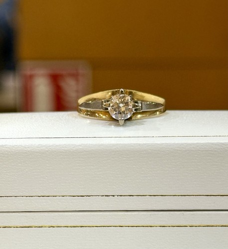Solitaire diamant ancien - , or