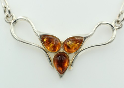 Collier ambre marron 925 - collier, en