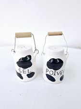 Poivre Et Sel Céramique Forme Pot A Lait Avec Tâche De Vache Hollandaise H 8 cm