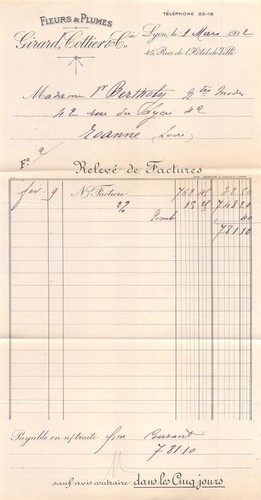 1922 facture girard - 1922,