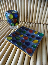 rare ensemble vide poche coupelle + photophore rétro vintage verre dlg Murano