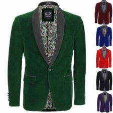Hommes Velours Smoking Costume Veste Noir Revers Châle Blazer Smart Habillé Coat