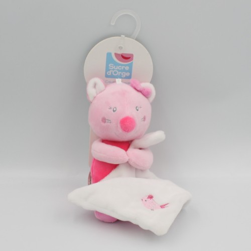 Doudou souris rose mouchoir