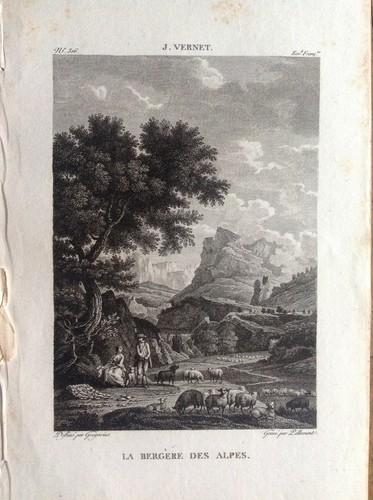 Bergère des alpes gravure - bergère,
