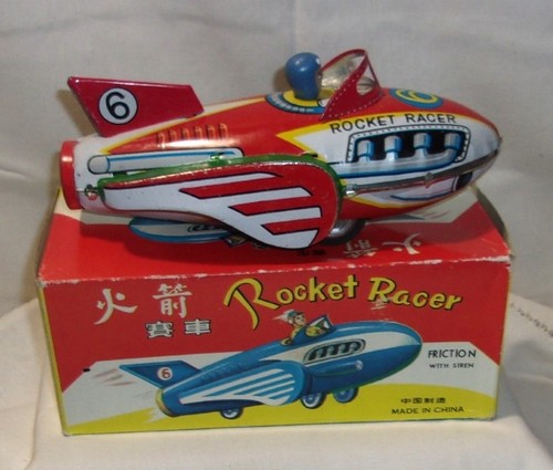 Rocket racer friction tin - rocket,