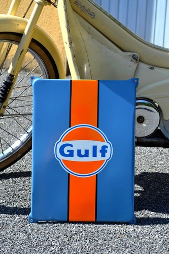 Plaque émaillée gulf huile - émaillée,