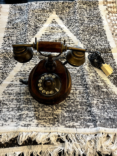 Téléphone ancien bois - téléphone,