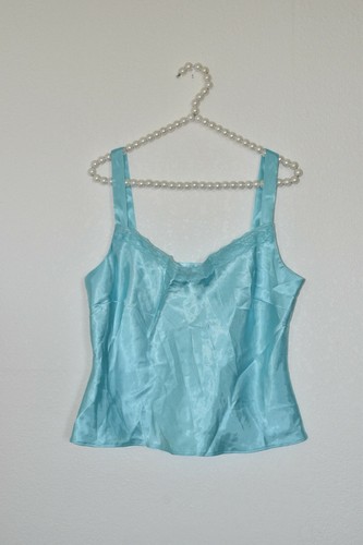 Blue satin lace trim - trim, top