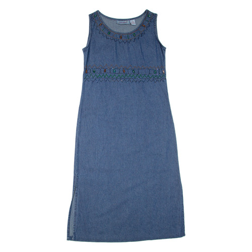Robe midi sans manches jean - robe, en