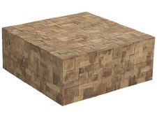 Table d'Appoint en Bois de Tek Rectangulaire Design Mosaïque à Cubes Modern