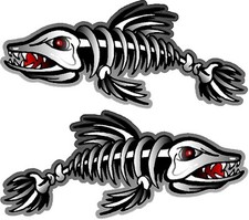 Autocollants en os squelette poisson ProSticker 1500,5 (une paire, miroir) 5" x 12" 