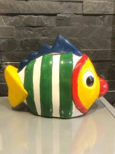 Tirelire poisson multicolore