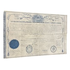 Diplôme Maçonnique  - Grand Orient de france - Diplôme de maitre 1862