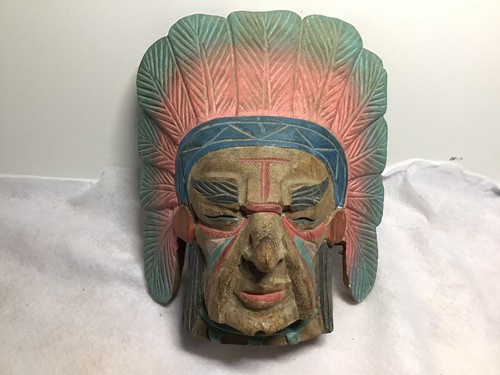 Sculpture masque bois - masque, en
