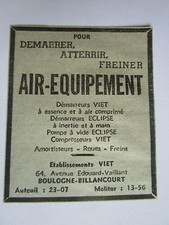 1937 PUB AIR EQUIPEMENT VIET DEMARREUR COMPRESSEUR TRAIN ATTERRISSAGE AVION AD