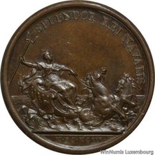 V8651 Rare Médaille Louis XIV La Marine florissante 1693 UNC -> Make offer