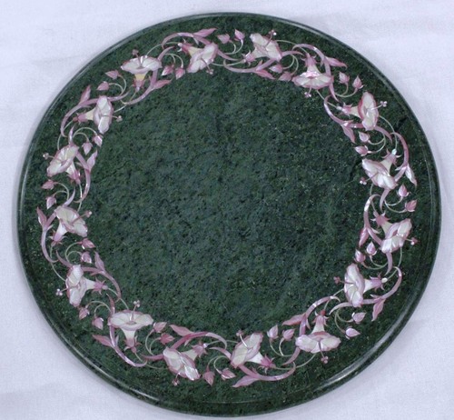 Green marble side table - 12",