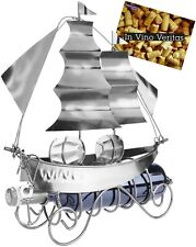 BRUBAKER Porte-bouteille de Vin Navire à Voiles Sculpture Métal + Carte-cadeau