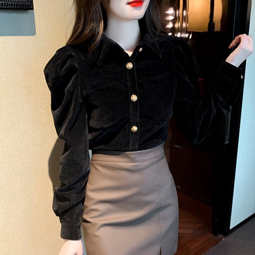 Femme velours haut chemisier - femme,