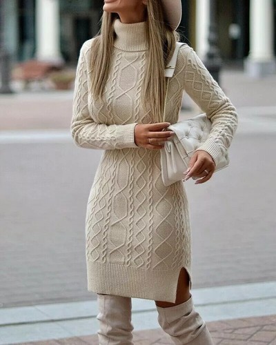 Robe costume beige pull - robe,