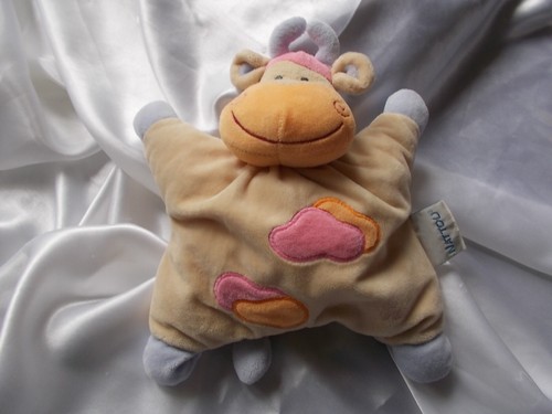 Doudou vache beige orange - doudou,