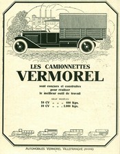 Publicité ancienne automobile les camionnettes Vermorel 1925 issue de magazine