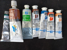 Lot de 7 Tubes de Peinture AcrylicTalens Daler-Rowney Le Franc&Bourgeois Louvre