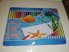 Ancienne boite métal 30 crayons couleur pleine