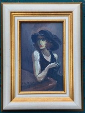 TABLEAU PEINTURE HUILE SUR TOILE FRED PAILHES LE HAVRE PROSTITUEE PORTRAIT FEMME