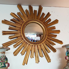 MIROIR Mural Forme SOLEIL Type SORCIERE Dore Deformant Resine 15MAG 18/09